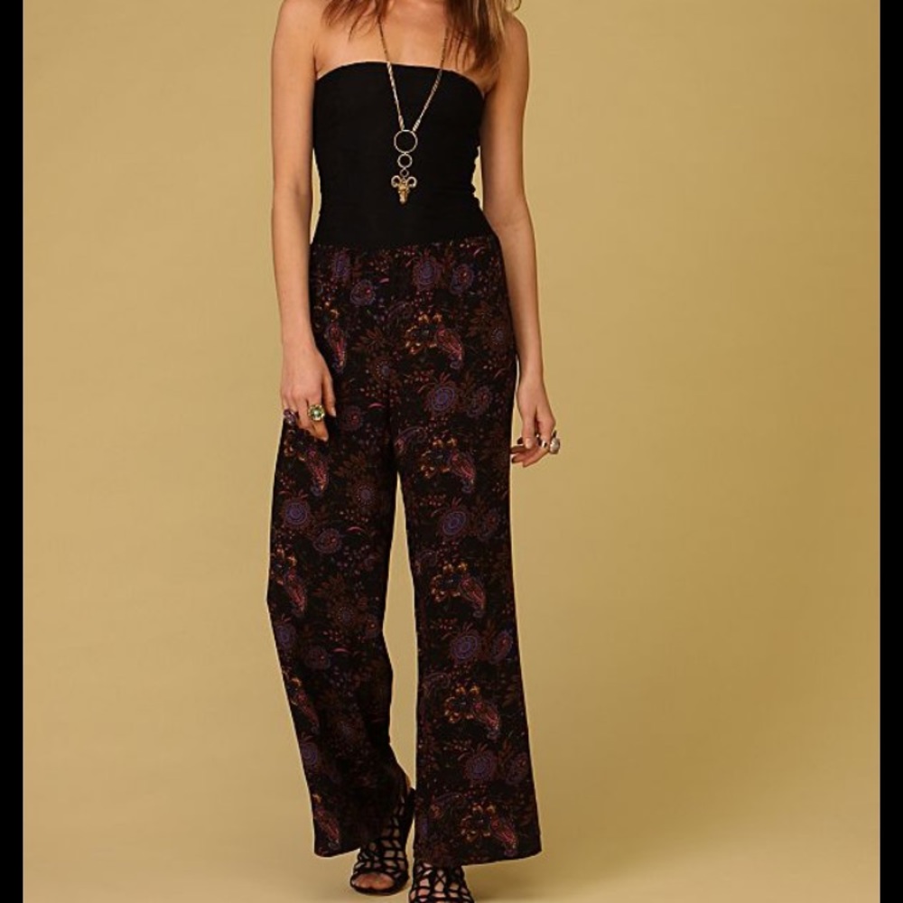 Free people Floral paisley smocked jumpsuit